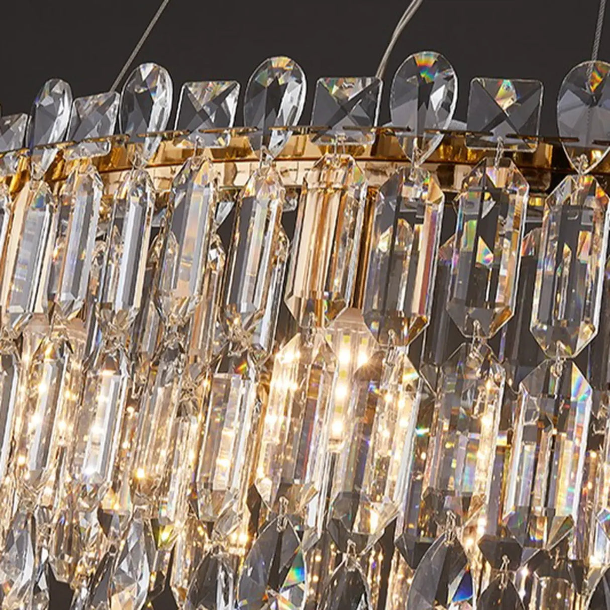 Modern Luxury Round Crystal Gold Hanging Chandelier Image - 12