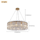 Modern Luxury Round Crystal Gold Hanging Chandelier Image - 17