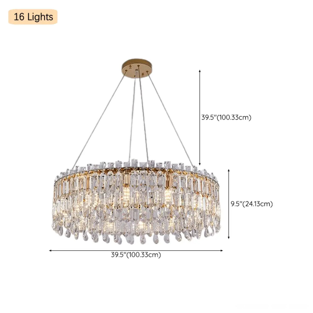 Modern Luxury Round Crystal Gold Hanging Chandelier Image - 18