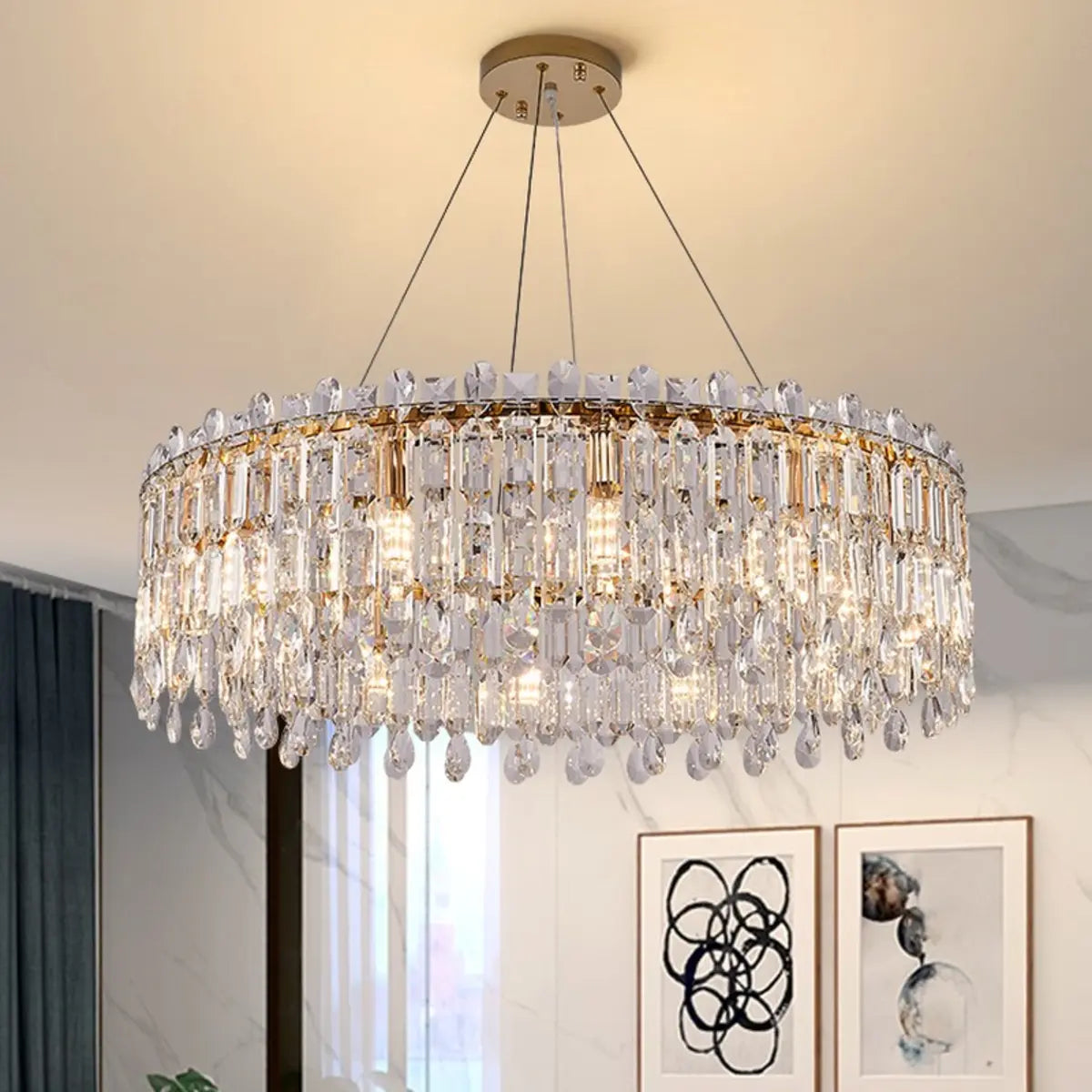 Luxury Crystal Round Chandelier  Adjustable Height Image - 3