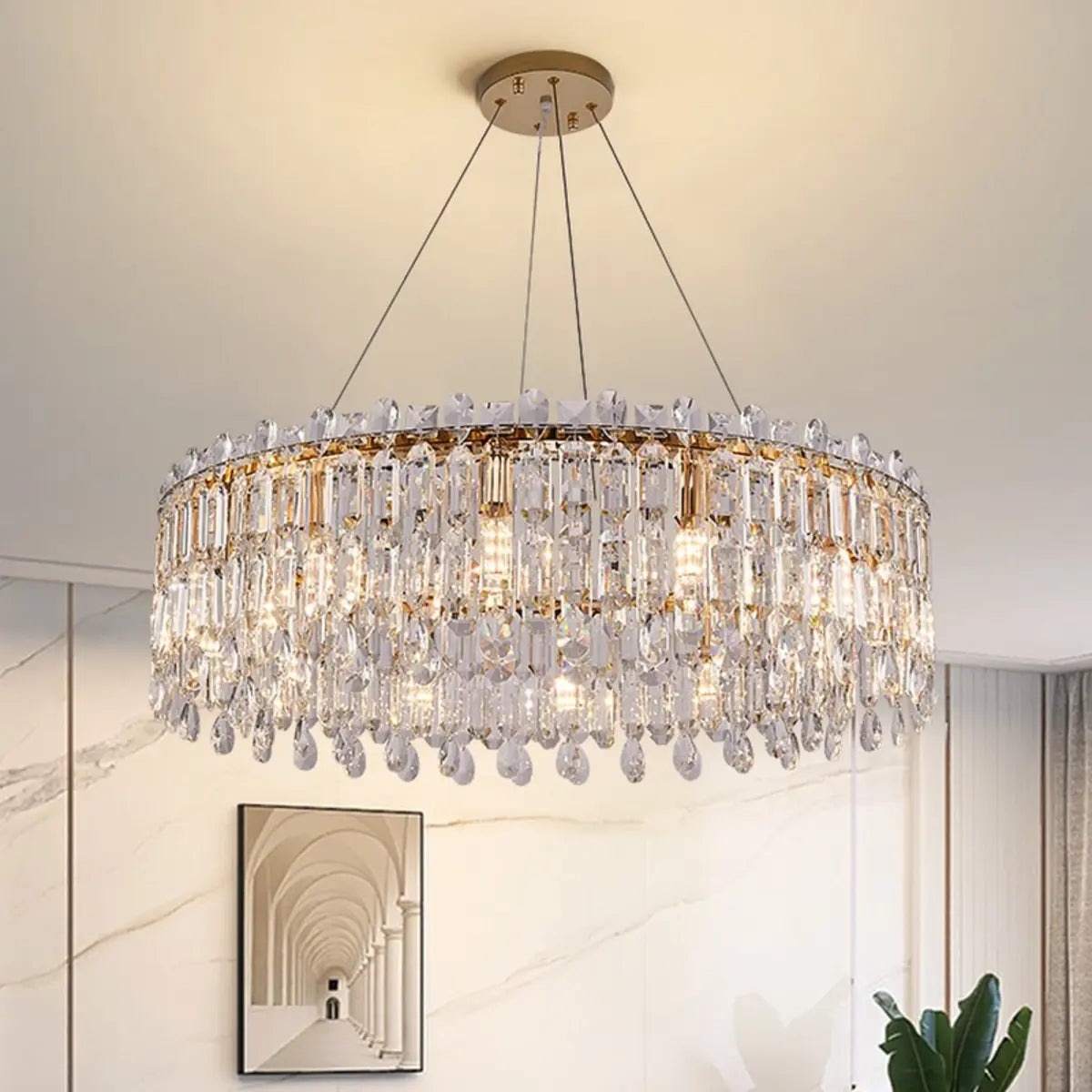 Luxury Crystal Round Chandelier  Adjustable Height Image - 6