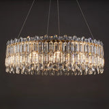 Modern Luxury Round Crystal Gold Hanging Chandelier Image - 7