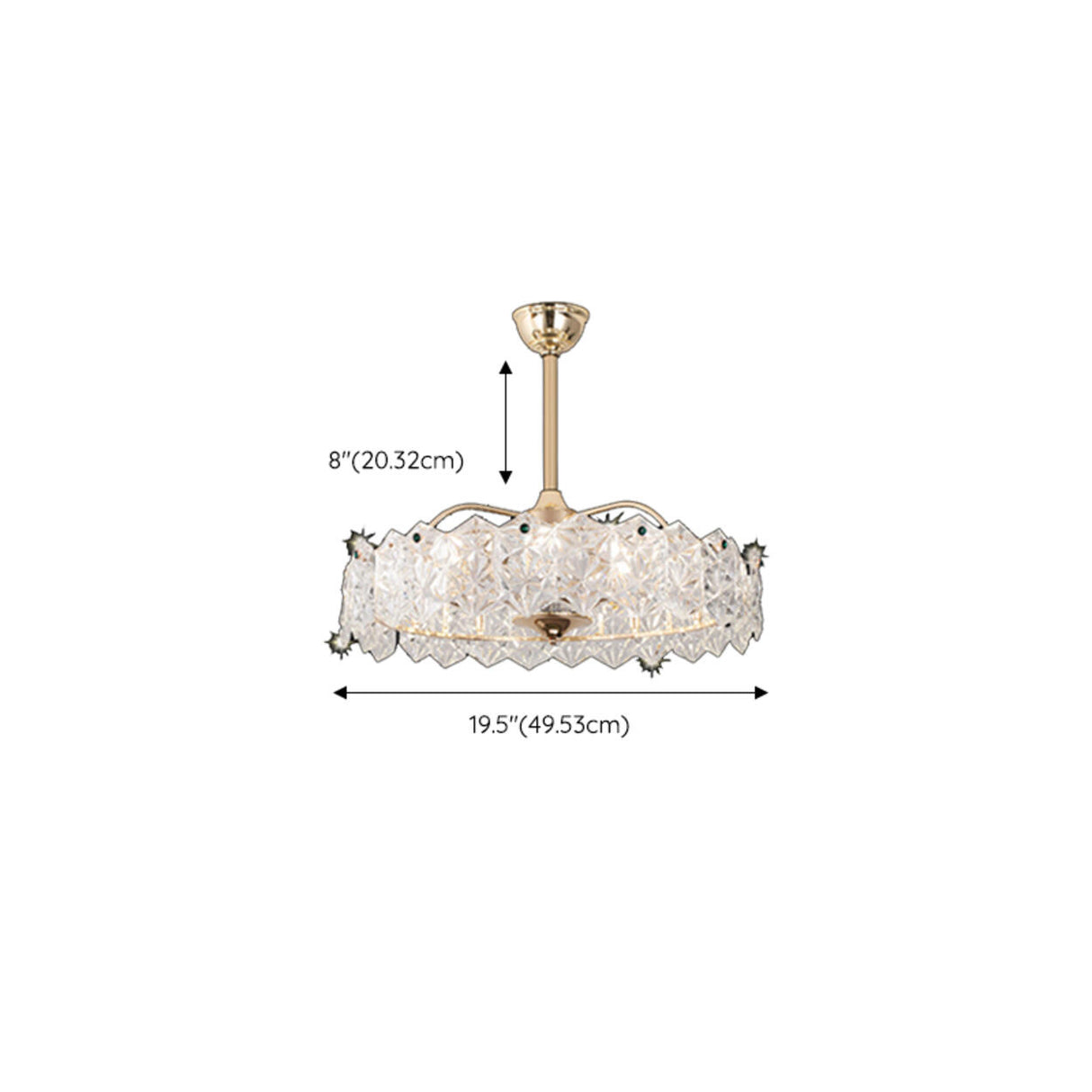 Modern Luxury Round Glass Chandelier Fan with Light 
