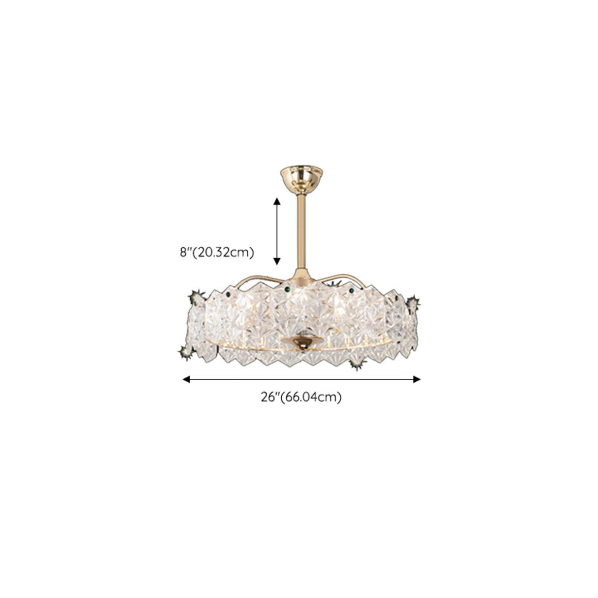 Modern Luxury Round Glass Chandelier Fan with Light Image - 13