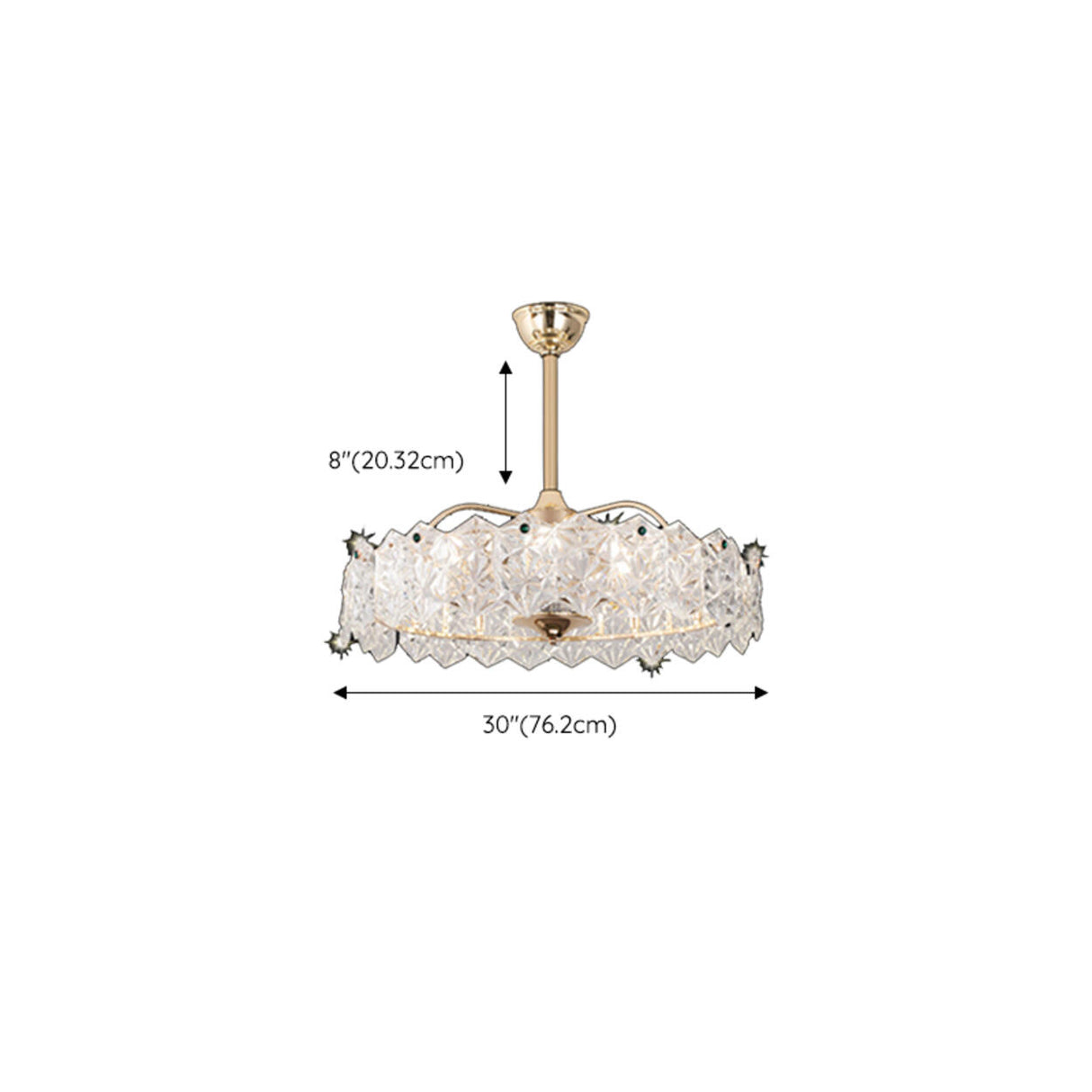 Modern Luxury Round Glass Chandelier Fan with Light Image - 14