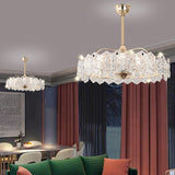 Modern Luxury Round Glass Chandelier Fan with Light Image - 4