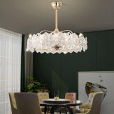Modern Luxury Round Glass Chandelier Fan with Light Image - 6