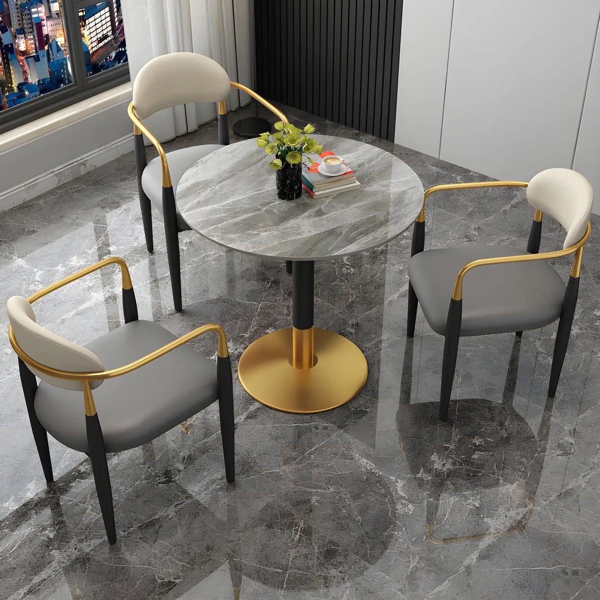 Modern Luxury Round Scratch Resistant Stone Dining Table – Homebaa