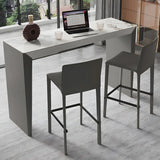 Modern Marble Counter Height Bar Table with Sleek Grey Base Image - 1