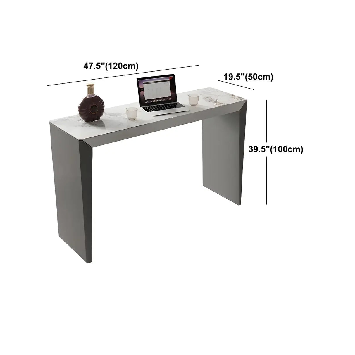 Modern Marble Counter Height Bar Table with Sleek Grey Base Image - 10