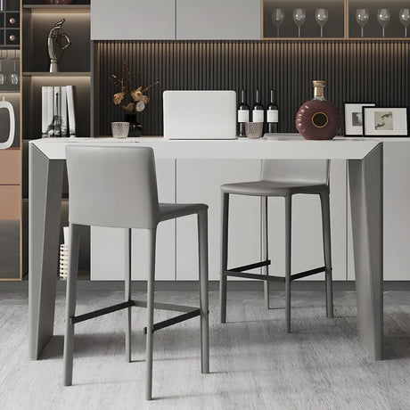 Modern Marble Counter Height Bar Table with Sleek Grey Base Image - 2