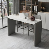 Modern Marble Counter Height Bar Table with Sleek Grey Base Image - 3
