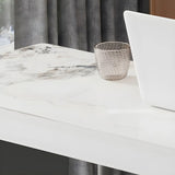 Modern Marble Counter Height Bar Table with Sleek Grey Base Image - 4
