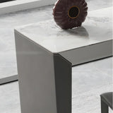 Modern Marble Counter Height Bar Table with Sleek Grey Base Image - 6