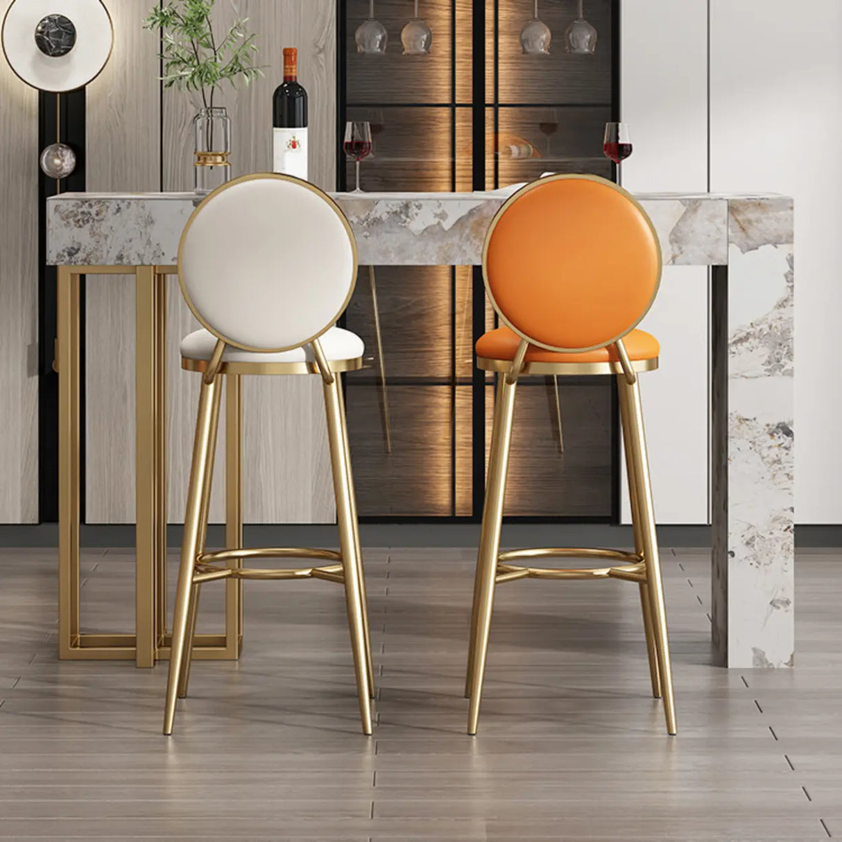 Modern Marble L-Shaped Bar Table with Drawers Image - 1