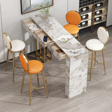 Modern Marble L-Shaped Bar Table with Drawers Image - 5