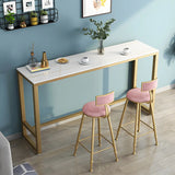 Modern Marble Rectangular Counter Height Bar Table Image - 1