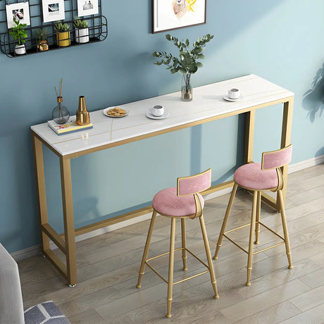 Modern Marble Rectangular Counter Height Bar Table Image - 1