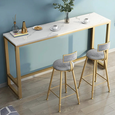 Modern Marble Rectangular Counter Height Bar Table Image - 2