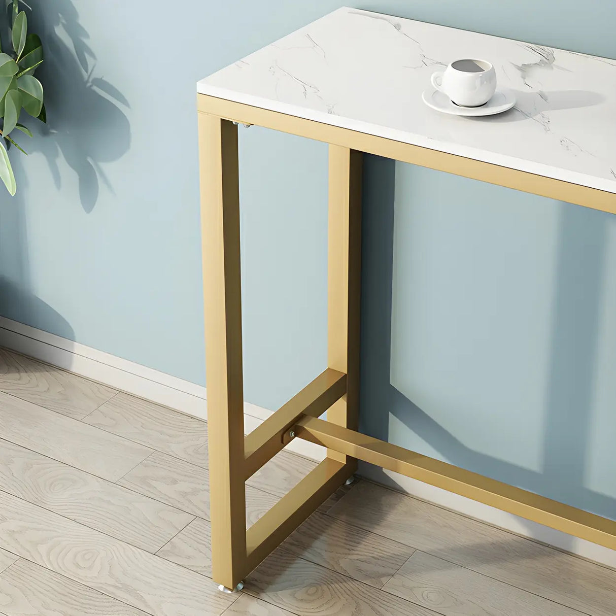 Modern Marble Rectangular Counter Height Bar Table Image - 4