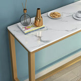 Modern Marble Rectangular Counter Height Bar Table Image - 5