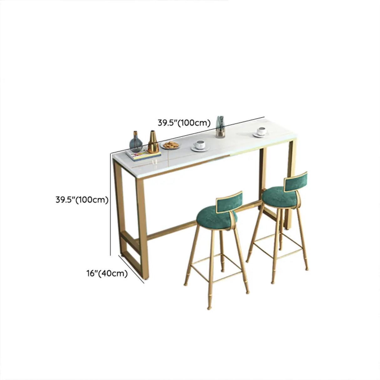 Modern Marble Rectangular Counter Height Bar Table 