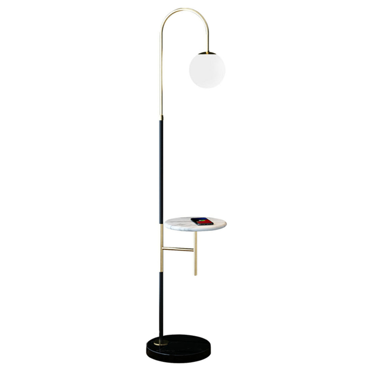 Modern Marble Side Table Arced Globe Floor Lamp Image - 5