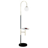 Modern Marble Side Table Arced Globe Floor Lamp Image - 5
