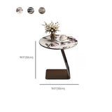 Modern Marble-Top C Table Side Table with Metal Base #size