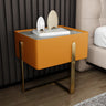 Modern Marble Top  Gold Metal Leg Nightstand with Drawers Image - 2