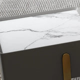 Modern Marble Top  Gold Metal Leg Nightstand with Drawers Image - 7