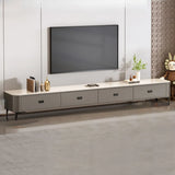 Modern Marble Top Gray TV Stand with Drawers Storage Image - 11