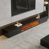 Modern Marble TV Stand Fireplace with Drawers & Lighting Image - 4