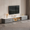 Modern Marble Wood TV Stand with Storage Ambient Lighting Image - 2