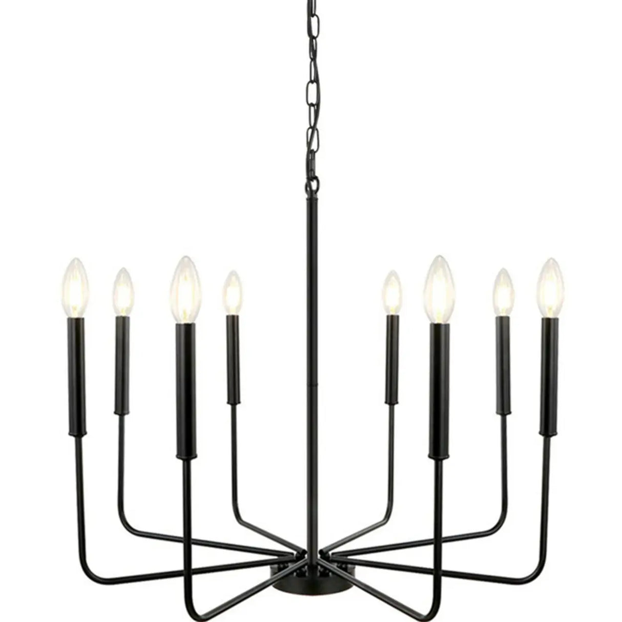 Modern Matte Gold Metal Candle Dining Room Chandelier Image - 6
