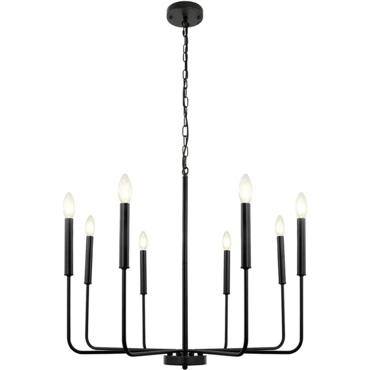 Modern Matte Gold Metal Candle Dining Room Chandelier Image - 7