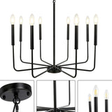 Modern Matte Gold Metal Candle Dining Room Chandelier Image - 8