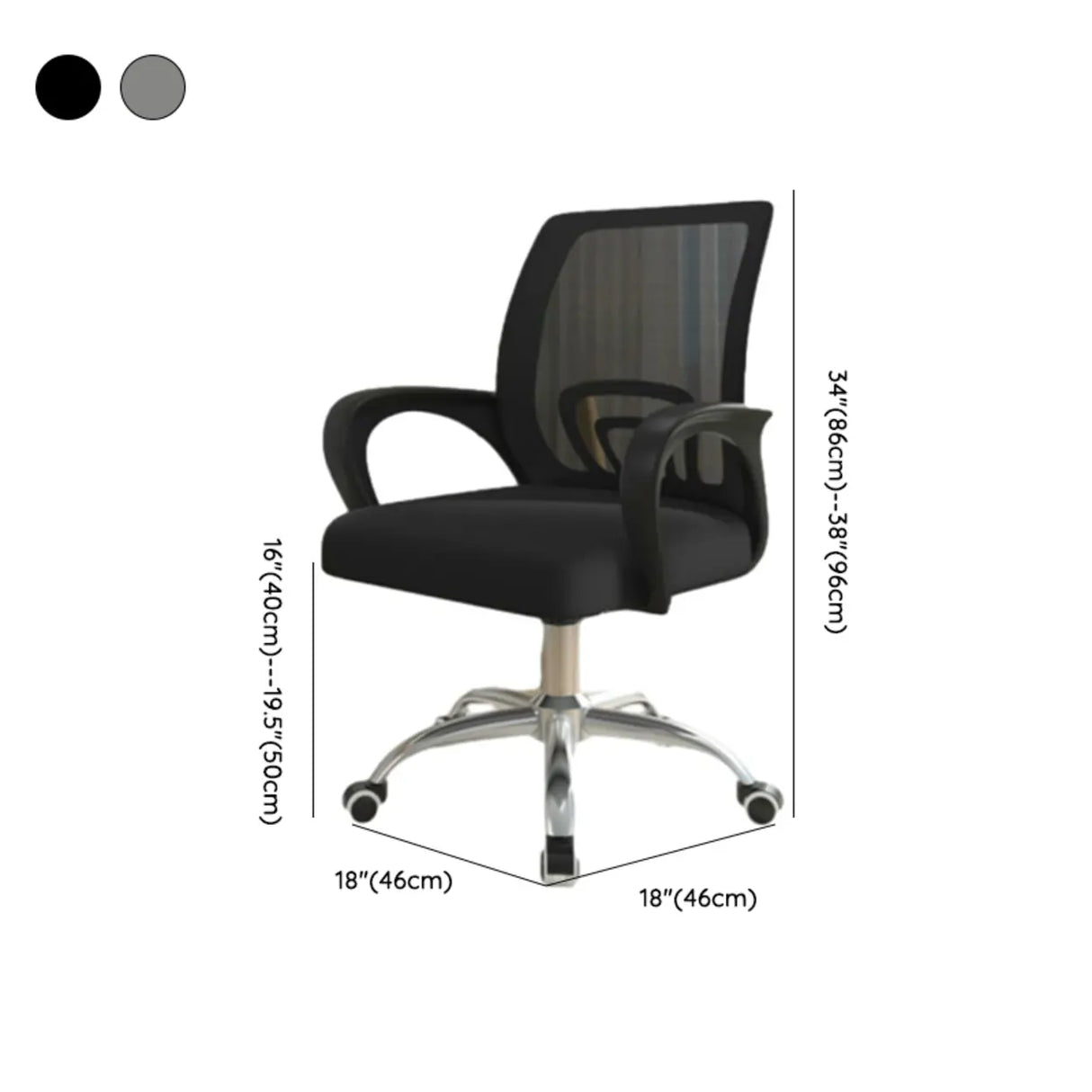 Modern Mesh Back Adjustable Black Office Task Chair Image - 13