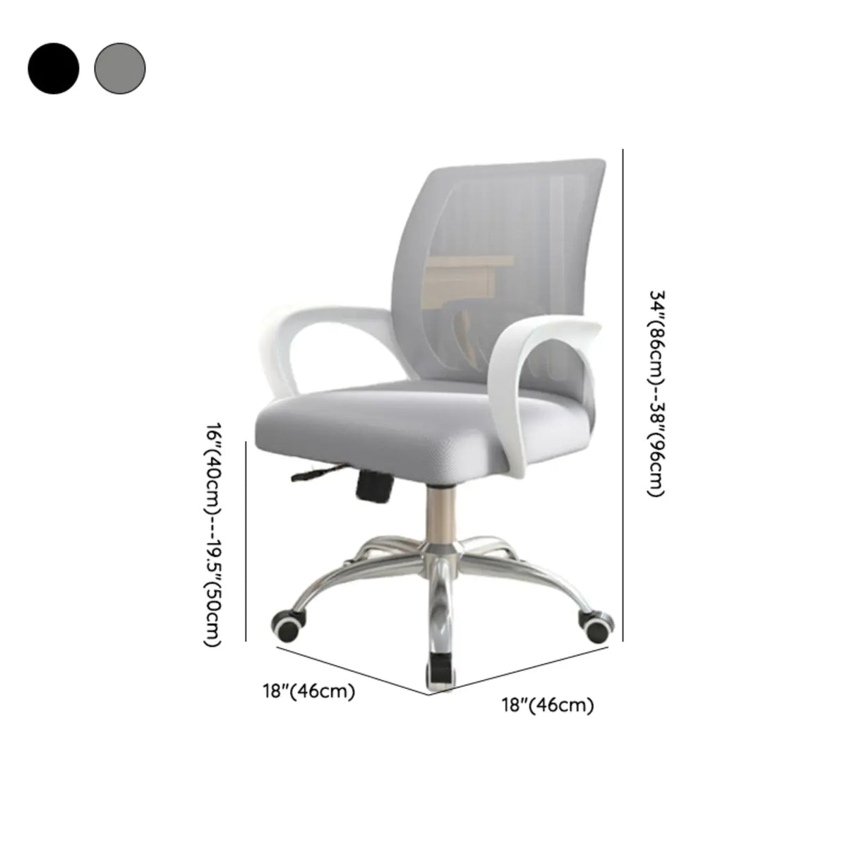 Modern Mesh Back Adjustable Black Office Task Chair Image - 14
