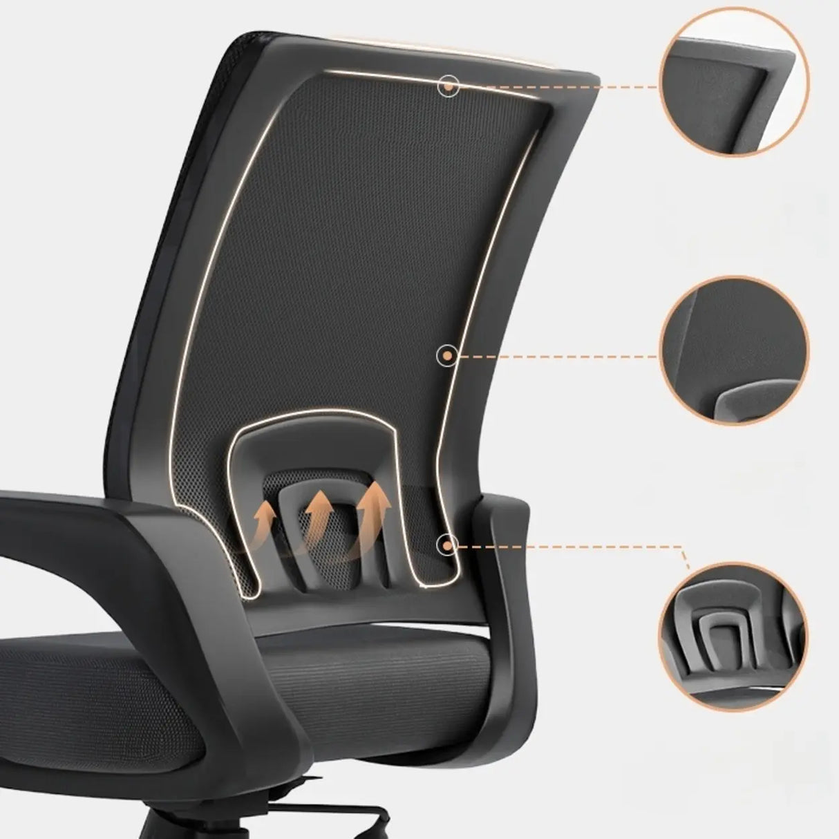 Modern Mesh Back Adjustable Black Office Task Chair Image - 5