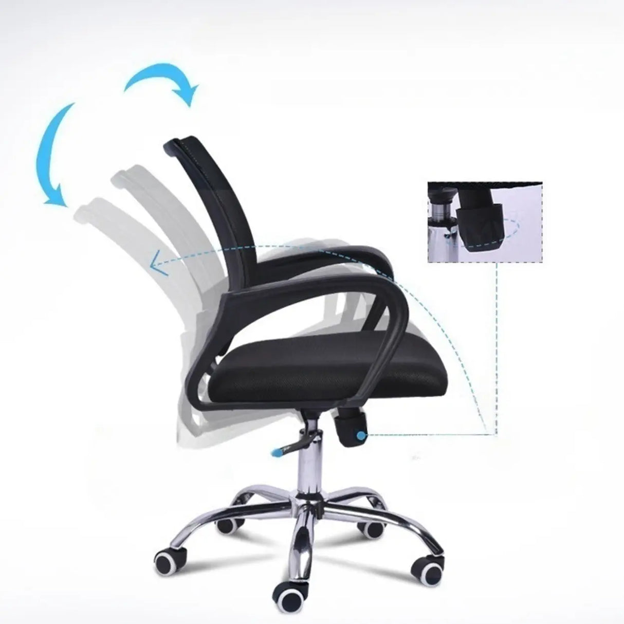Modern Mesh Back Adjustable Black Office Task Chair Image - 7