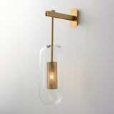 Modern Mesh Cylinder Clear Glass Gold Wall Sconce Image - 10