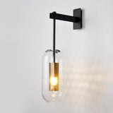 Modern Mesh Cylinder Clear Glass Gold Wall Sconce Image - 12