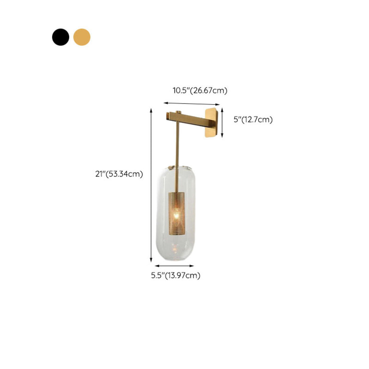Modern Mesh Cylinder Clear Glass Gold Wall Sconce 