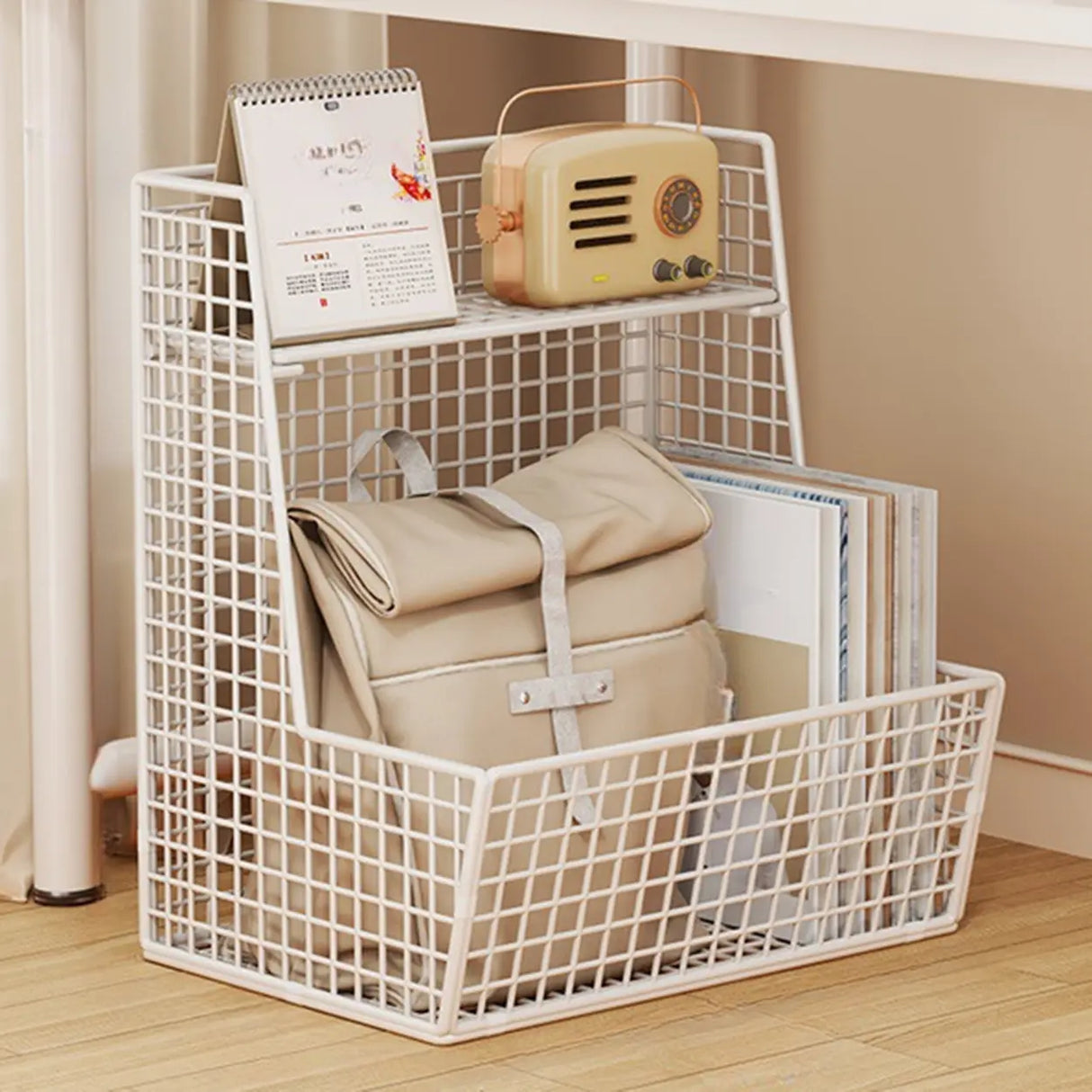 Modern Mesh Iron Small Sliding Storage Bookcase Black Image - 10