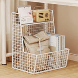 Modern Mesh Iron Small Sliding Storage Bookcase Black Image - 11