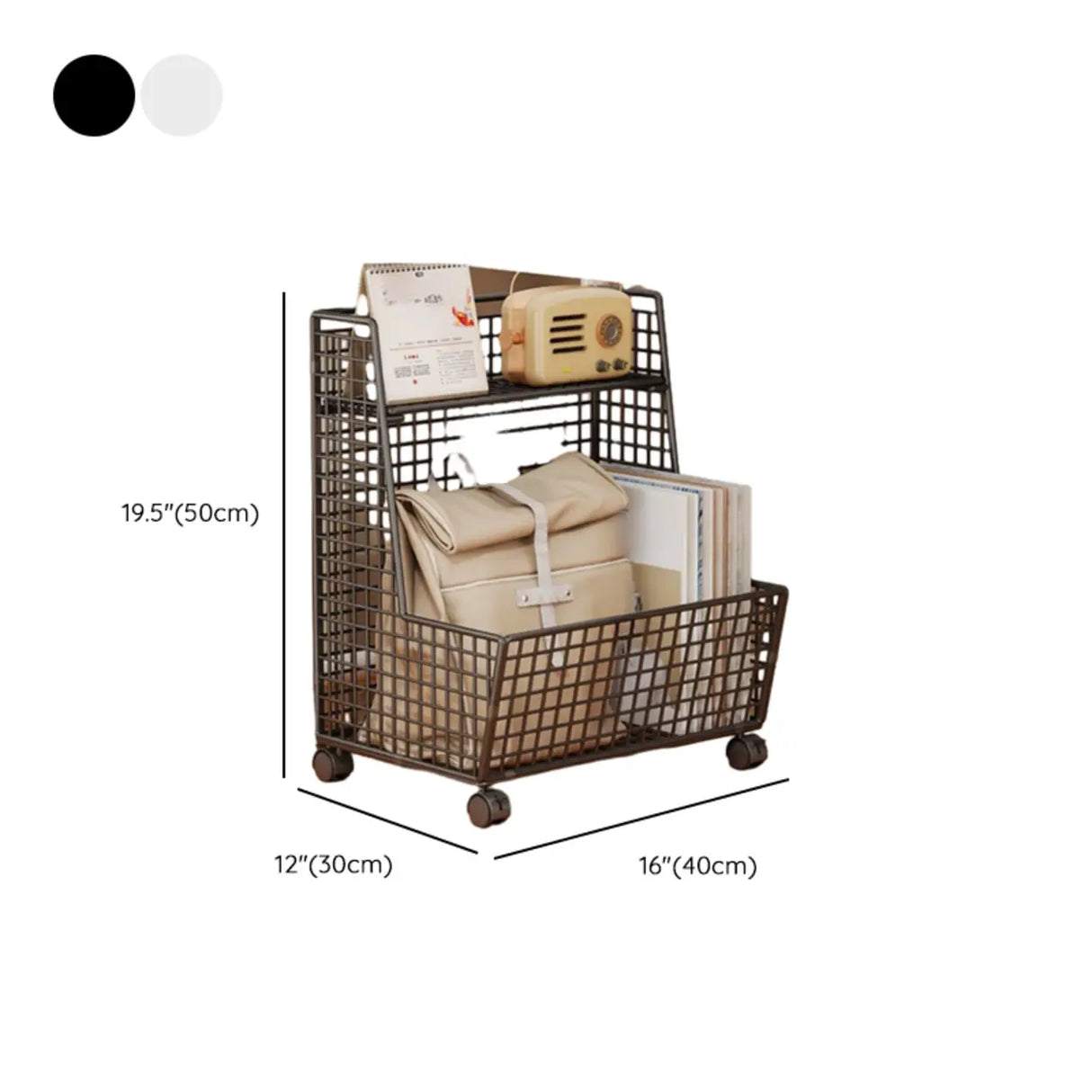 Modern Mesh Iron Small Sliding Storage Bookcase Black 