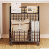 Modern Mesh Iron Small Sliding Storage Bookcase Black Image - 1