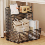 Modern Mesh Iron Small Sliding Storage Bookcase Black Image - 4