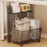 Modern Mesh Iron Small Sliding Storage Bookcase Black Image - 5